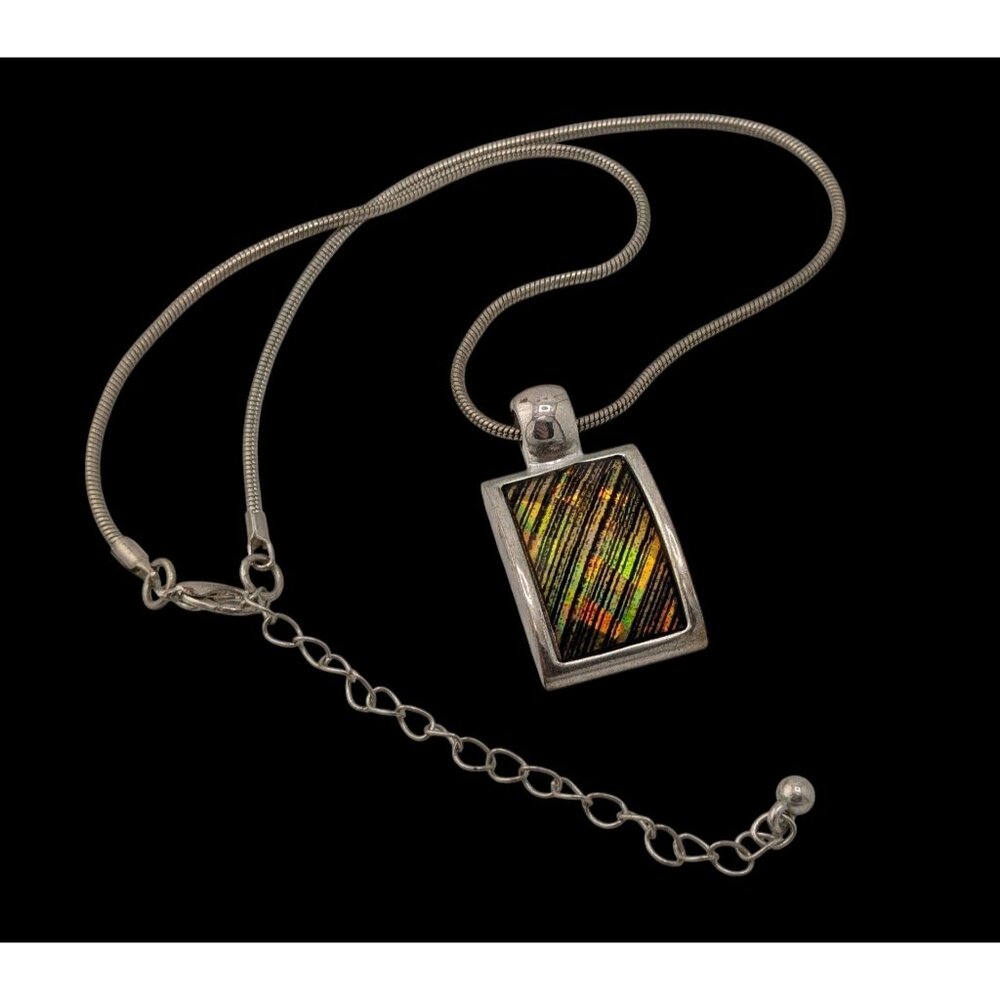 Vintage Kenneth Cole Prismatic Pendant Necklace On Silver Tone Chain